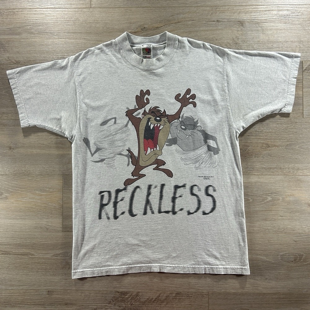 Vtg‎ 1995 Looney Tunes Taz T Shirt Mens Large FREEZE Reckless Character Tee
